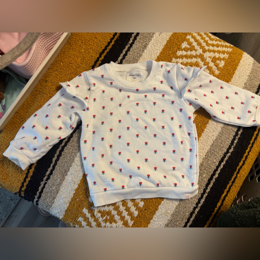 Sovereign Code White Sweatshirt with Red Rose Pattern - Picture 4 of 7